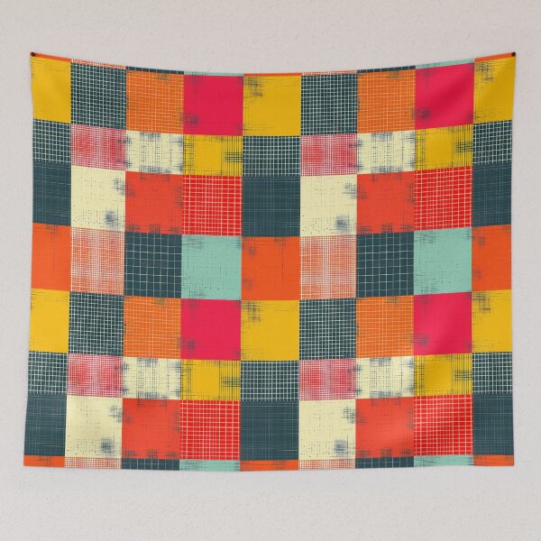 Item preview, Retro Grid Color Block Patchwork designed and sold by ColorfulVanilla.