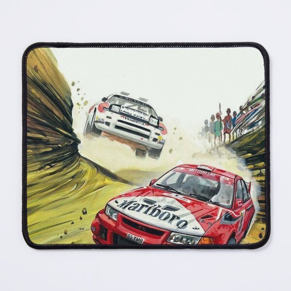 Item preview, Mitsubishi Lancer Evolution vs Toyota Celica – JDM Rally Legends Art Print designed and sold by Road To Track.