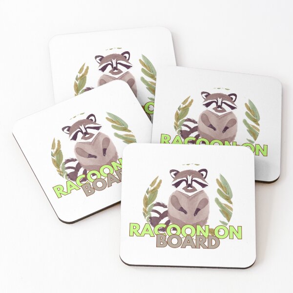 Item preview, racoon on board designed and sold by warningstickers.