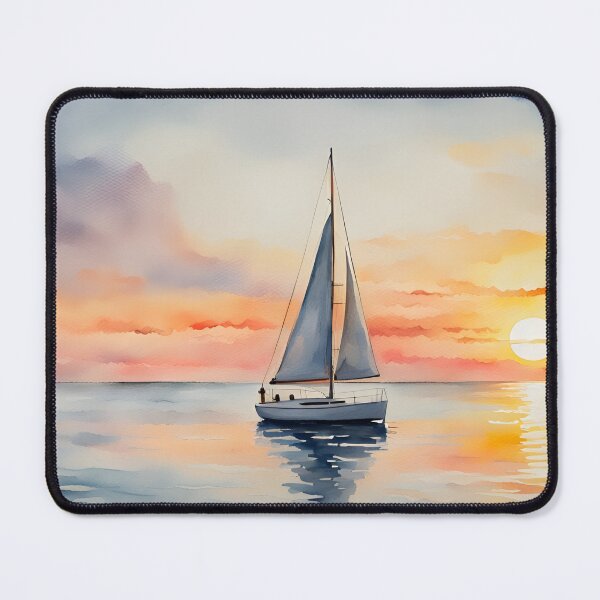 Item preview, A Lone Yacht at Sunrise - Coastal Scenes designed and sold by Country-Artist.