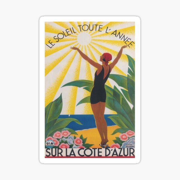 Item preview, Sur La Cote d' Azur France, French Riviera, Vintage Travel Poster designed and sold by vintagevivian.