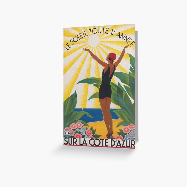 Item preview, Sur La Cote d' Azur France, French Riviera, Vintage Travel Poster designed and sold by vintagevivian.