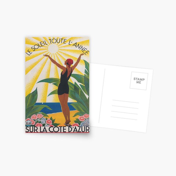 Item preview, Sur La Cote d' Azur France, French Riviera, Vintage Travel Poster designed and sold by vintagevivian.