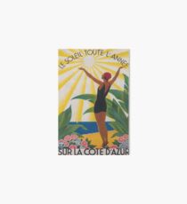 Sur La Cote d' Azur France, French Riviera, Vintage Travel Poster Art Board