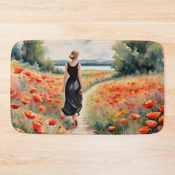 Item preview, Woman walking in Poppy field designed and sold by Country-Artist.