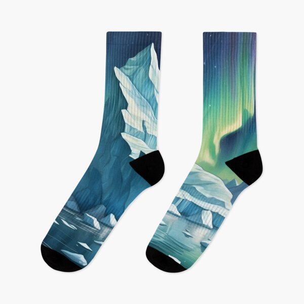 Item preview, Big iceberg in the water of north pole with Northern lights ( Aurora borealis ) background designed and sold by Andrey-Myagkov.