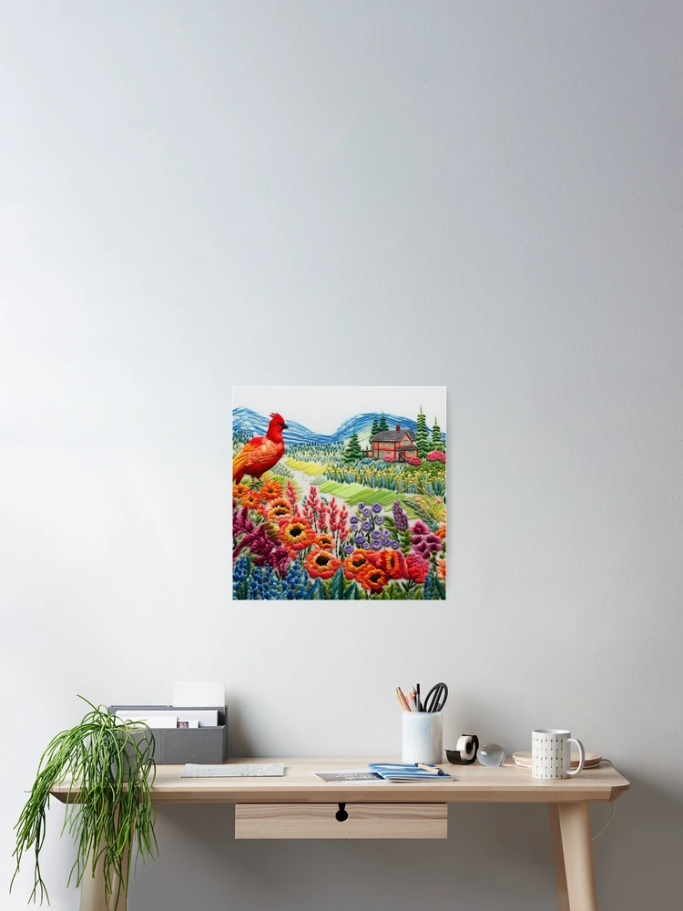 Thumbnail 2 of 3, Poster, Countryside In Embroidery Print II designed and sold by NDMDesignStudio.