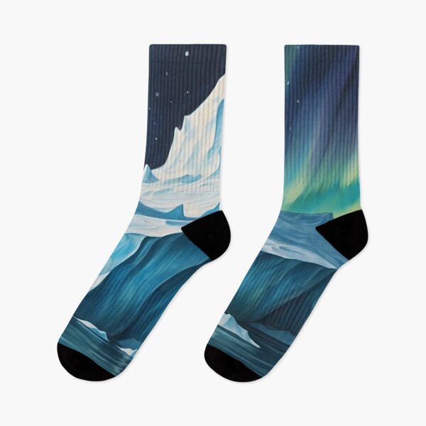 Item preview, Big iceberg in the water of north pole with Northern lights ( Aurora borealis ) background designed and sold by Andrey-Myagkov.