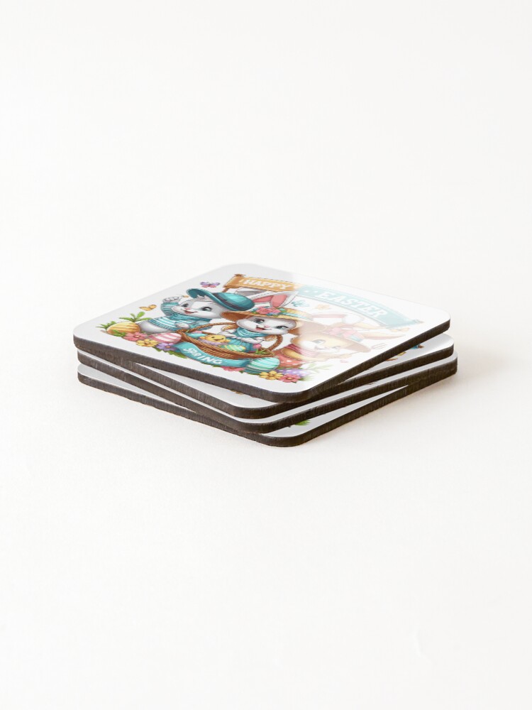 Thumbnail 4 of 5, Coasters (Set of 4), Vintage Spring Easter designed and sold by Designowner.