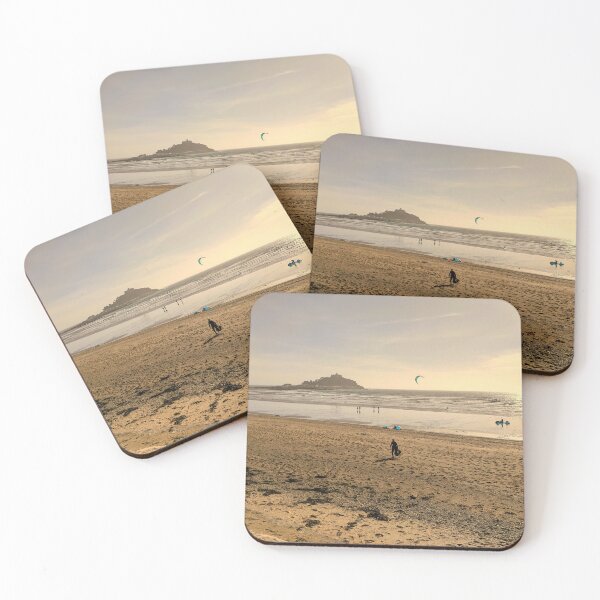 Item preview, Kite Surfers at Marazion beach overlooking St Michaels Mount designed and sold by Happyoninside.