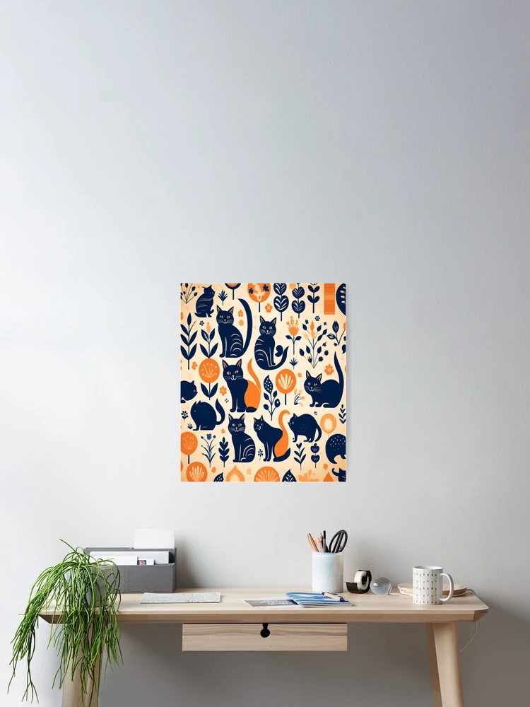 Thumbnail 2 of 3, Poster, Boho - Abstract Cat Pattern designed and sold by PatternInArt.