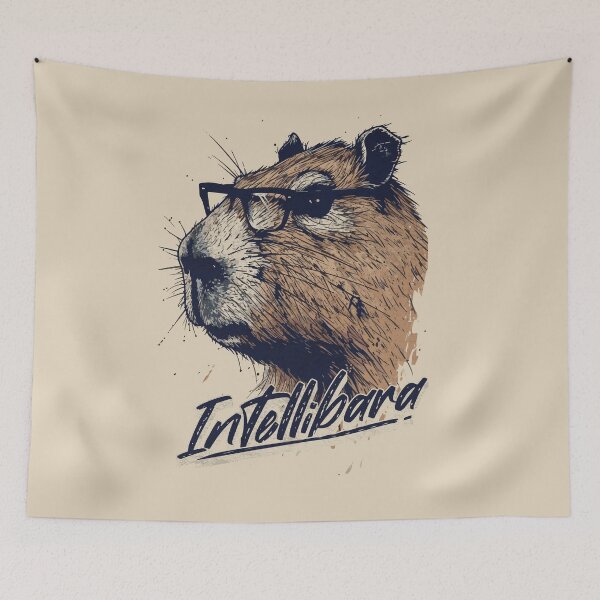 Item preview, The Wise Whiskers - Scholarly Capybara Art designed and sold by Sir Meow Meow.