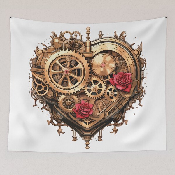 Item preview, Steampunk mechanical heart and roses designed and sold by Capictures.