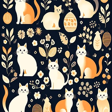 Artwork thumbnail, Boho - Abstract Blue Cat Pattern by PatternInArt