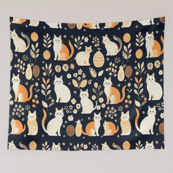 Item preview, Boho - Abstract Blue Cat Pattern designed and sold by PatternInArt.
