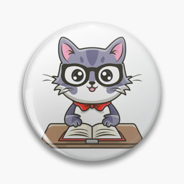 Item preview, Cute Kawaii Cat with Glasses Studying designed and sold by SolliesArt.