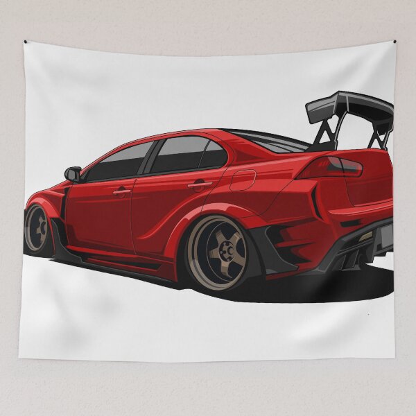 Item preview, Red Mitsubishi Evo JDM car flat vector design designed and sold by wisnubayuaji.