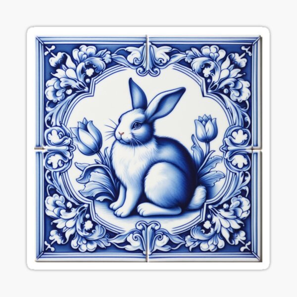 Aperçu de l'œuvre Tuile hollandaise vintage : Lapin No.3 créée et vendue par ArtNook777.