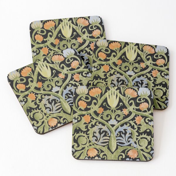 Item preview, Green and Coral Brocade Print designed and sold by Ketique.