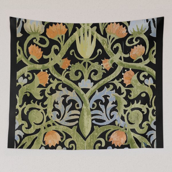 Item preview, Green and Coral Brocade Print designed and sold by Ketique.