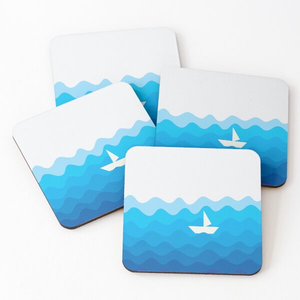 Item preview, Abstract retro Ocean waves and a boat designed and sold by Cuddleblossom.