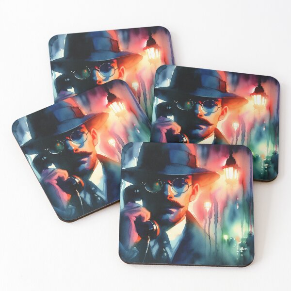 Item preview, Neo Noir Vintage Detective's Silent Phone Call [Watercolor] designed and sold by RESToRAPTOR.