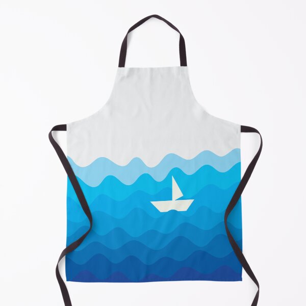 Item preview, Abstract retro Ocean waves and a boat designed and sold by Cuddleblossom.