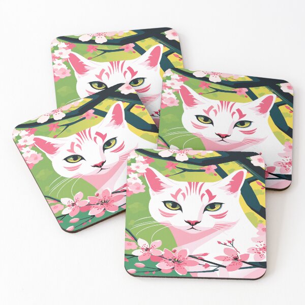 Item preview, Whiskers in Bloom: Captivating Cat with Cherry Blossoms Delight designed and sold by CutesyKoala.