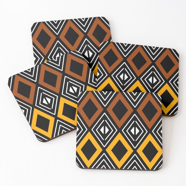 Item preview, Symmetric African Chestnut and Gold Bogolan Pattern designed and sold by funkyvibes.