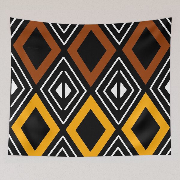 Item preview, Symmetric African Chestnut and Gold Bogolan Pattern designed and sold by funkyvibes.