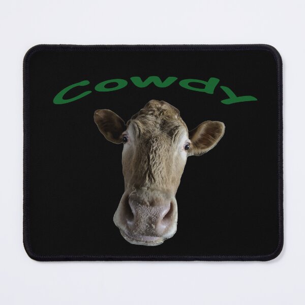 Item preview, Photo of cow face with green script Cowdy on black background designed and sold by krispald.