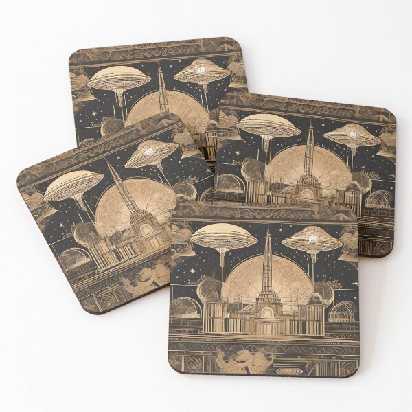 Item preview, Decor Screen | Space with stars and cityscape in gold designed and sold by eatmorvelopator.