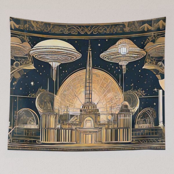 Item preview, Decor Screen | Space with stars and cityscape in gold designed and sold by eatmorvelopator.