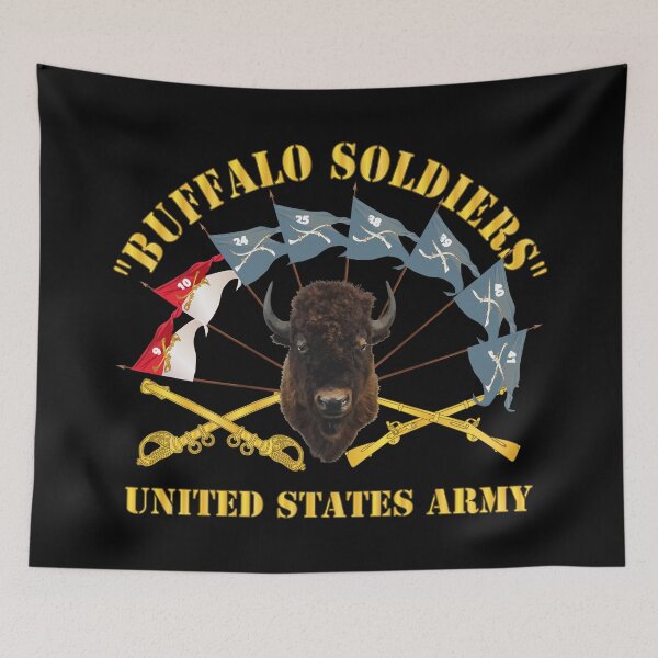 Item preview, Army - Buffalo Soldiers - Infantry - Cavalry Guidons w Buffalo Head - US Army X 300 designed and sold by Military Insignia Products.