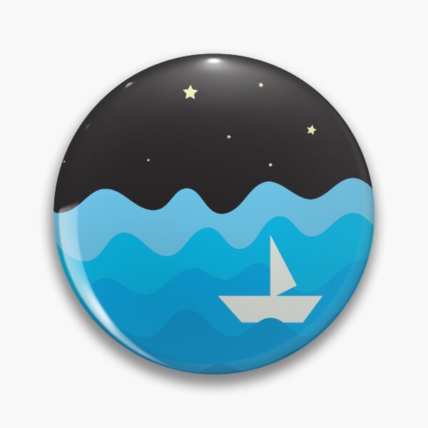 Item preview, night Ocean waves and a boat retro designed and sold by Cuddleblossom.