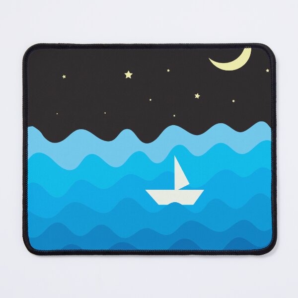 Item preview, night Ocean waves and a boat retro designed and sold by Cuddleblossom.