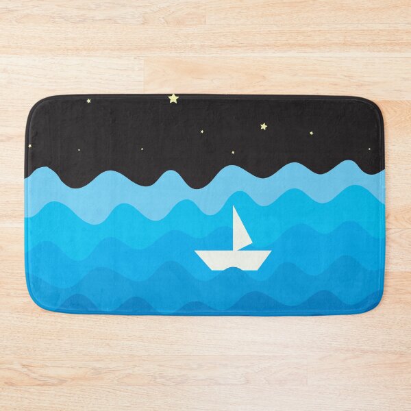 Item preview, night Ocean waves and a boat retro designed and sold by Cuddleblossom.