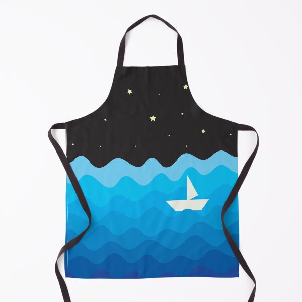 Item preview, night Ocean waves and a boat retro designed and sold by Cuddleblossom.