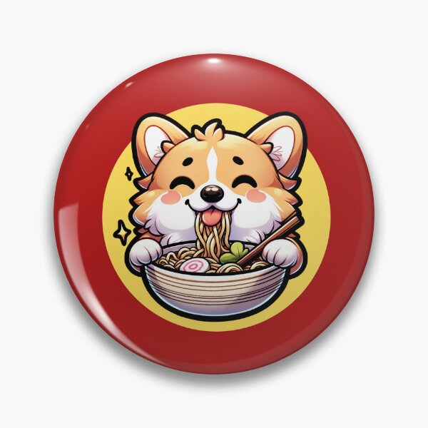 Item preview, Cute Corgi Eating Ramen Kawaii Noodles designed and sold by PrintsByLoVi.