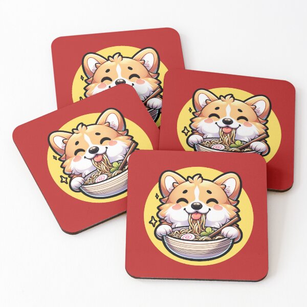Item preview, Cute Corgi Eating Ramen Kawaii Noodles designed and sold by PrintsByLoVi.