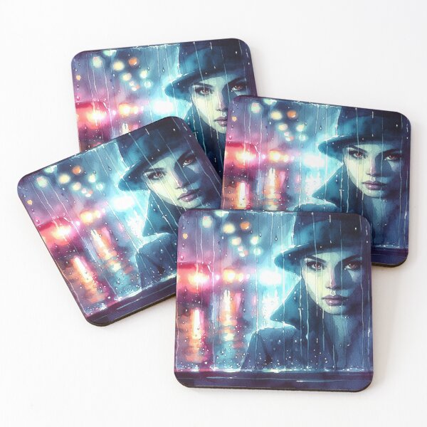 Item preview, Neo Noir Vintage Girl in Rainy Window [Watercolor] designed and sold by RESToRAPTOR.