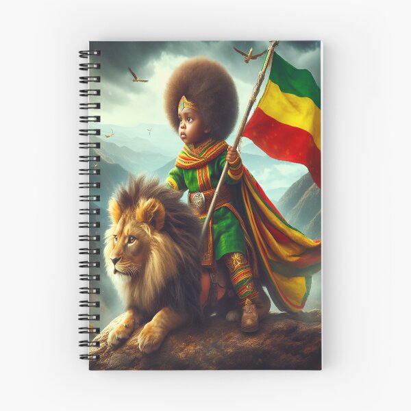 Item preview, Ethiopian kid warrior riding lion designed and sold by HabeshaDesign.
