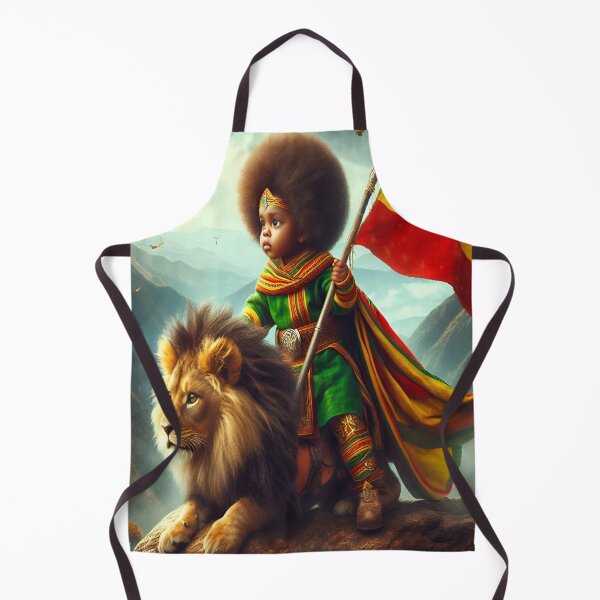 Item preview, Ethiopian kid warrior riding lion designed and sold by HabeshaDesign.