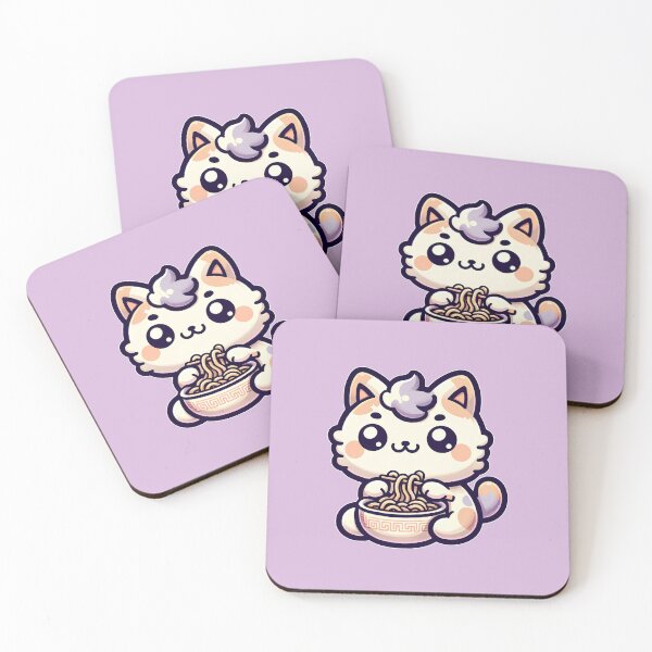 Item preview, Cute Cat Eating Ramen Kawaii Noodles  designed and sold by PrintsByLoVi.