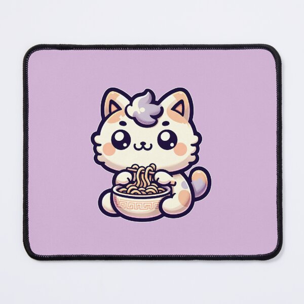 Item preview, Cute Cat Eating Ramen Kawaii Noodles  designed and sold by PrintsByLoVi.