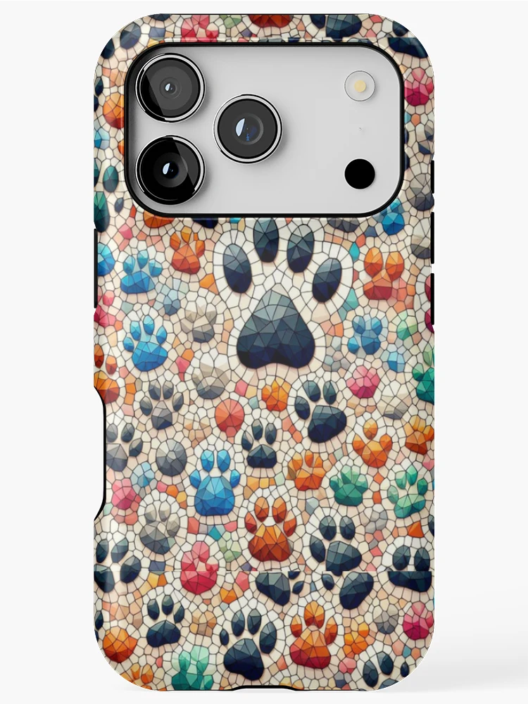 Thumbnail 1 of 4, iPhone Case, Colorful Dog Paws Pattern designed and sold by PatternInArt.