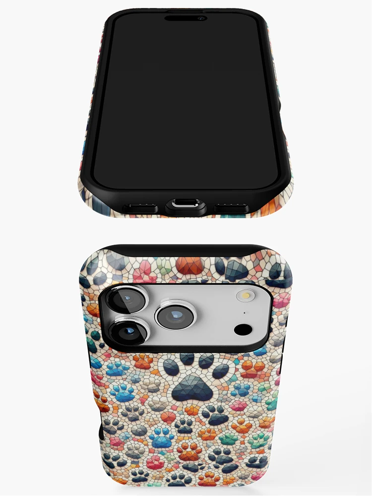 Thumbnail 3 of 4, iPhone Case, Colorful Dog Paws Pattern designed and sold by PatternInArt.