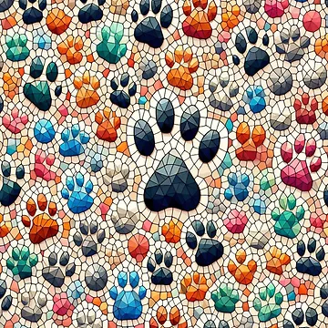 Artwork thumbnail, Colorful Dog Paws Pattern by PatternInArt