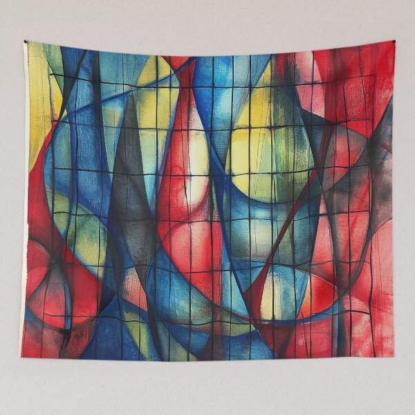 Item preview, Multicolored Abstract Painting with Colorful Pencils, in the style of Modernist grids designed and sold by Sp3ctrumOfColor.