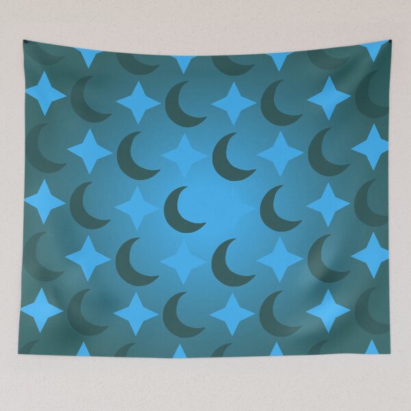 Item preview, Green Crescent Moon/Blue Star Pattern/Gradient Sky designed and sold by ShaunSandhu.